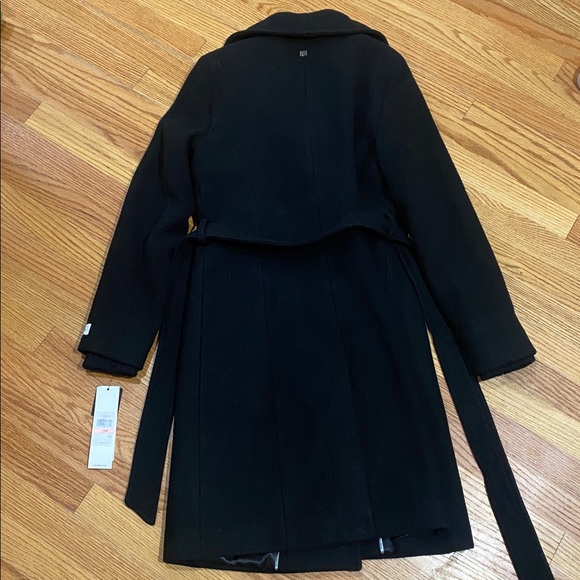 Retail $400 New Calvin Klein black wrap coat with belt - Picture 10 of 16